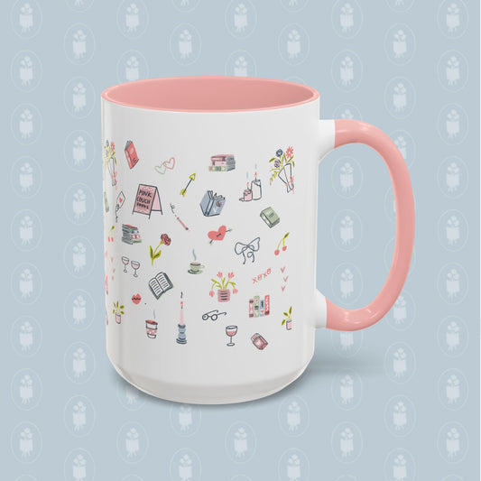 Pink Couch Books "favorite things" coffee mug