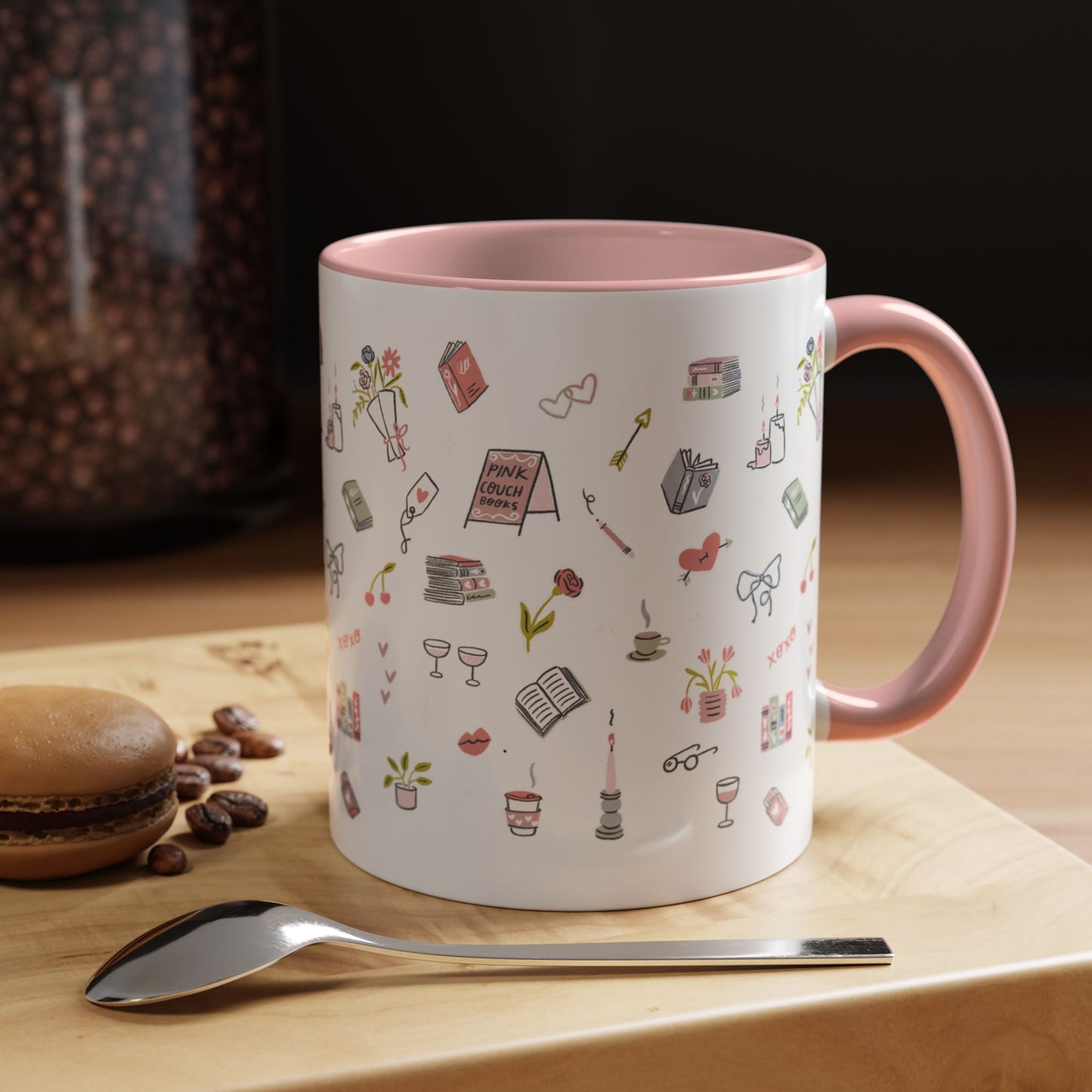 Pink Couch Books "favorite things" coffee mug
