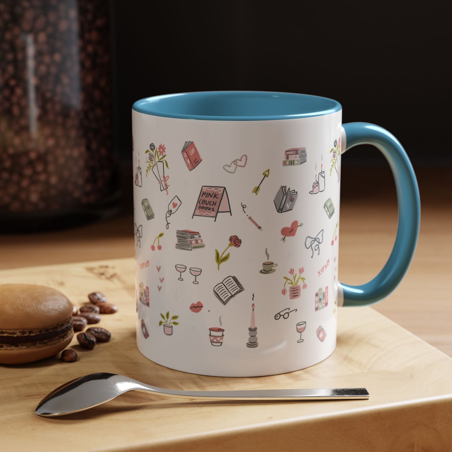 Pink Couch Books "favorite things" coffee mug