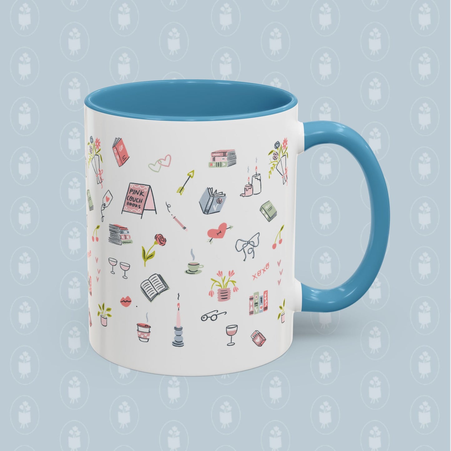 Pink Couch Books "favorite things" coffee mug