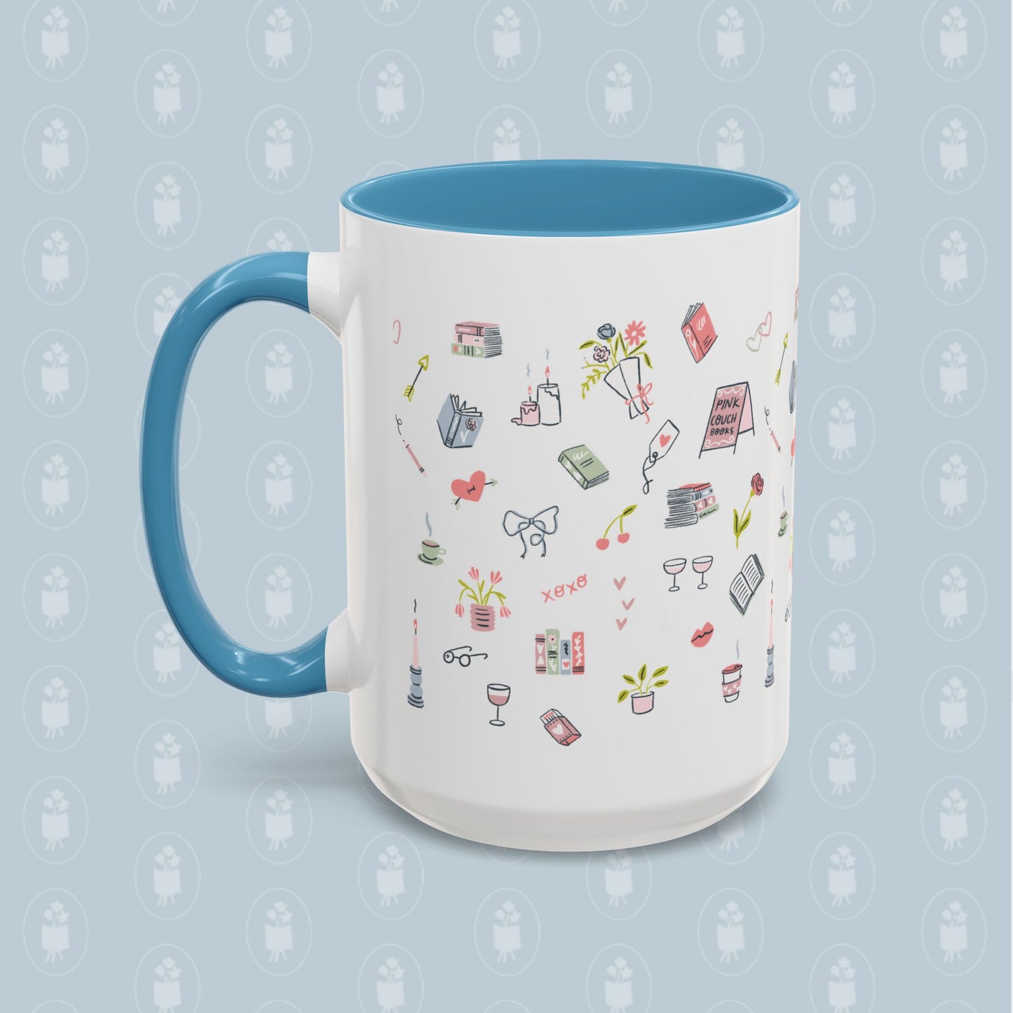 Pink Couch Books "favorite things" coffee mug