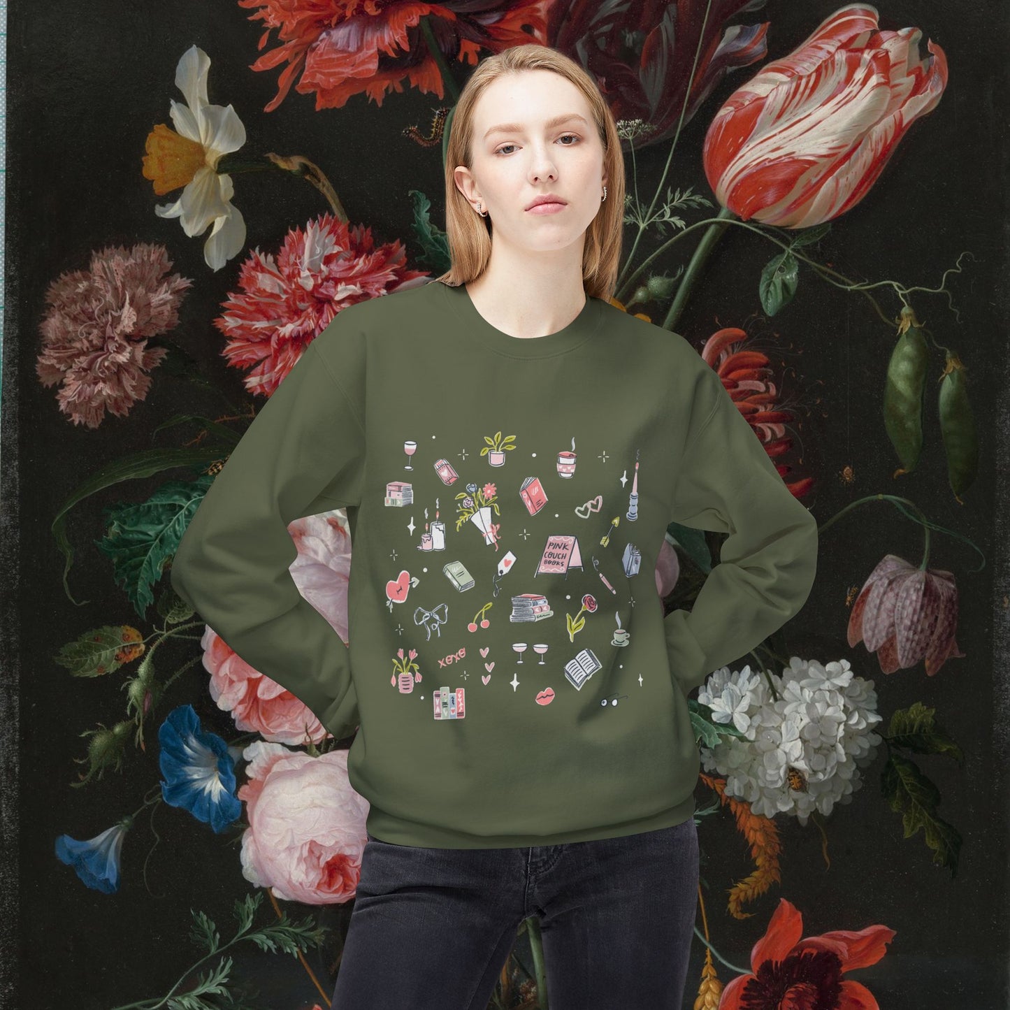Pink Couch Books "favorite things" sweatshirt