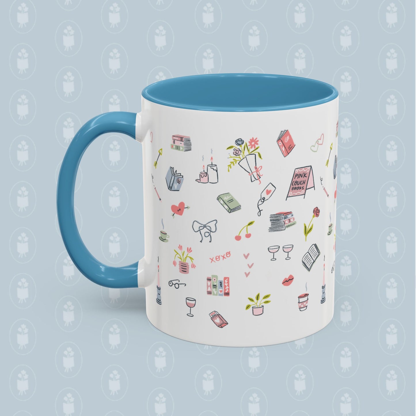 Pink Couch Books "favorite things" coffee mug