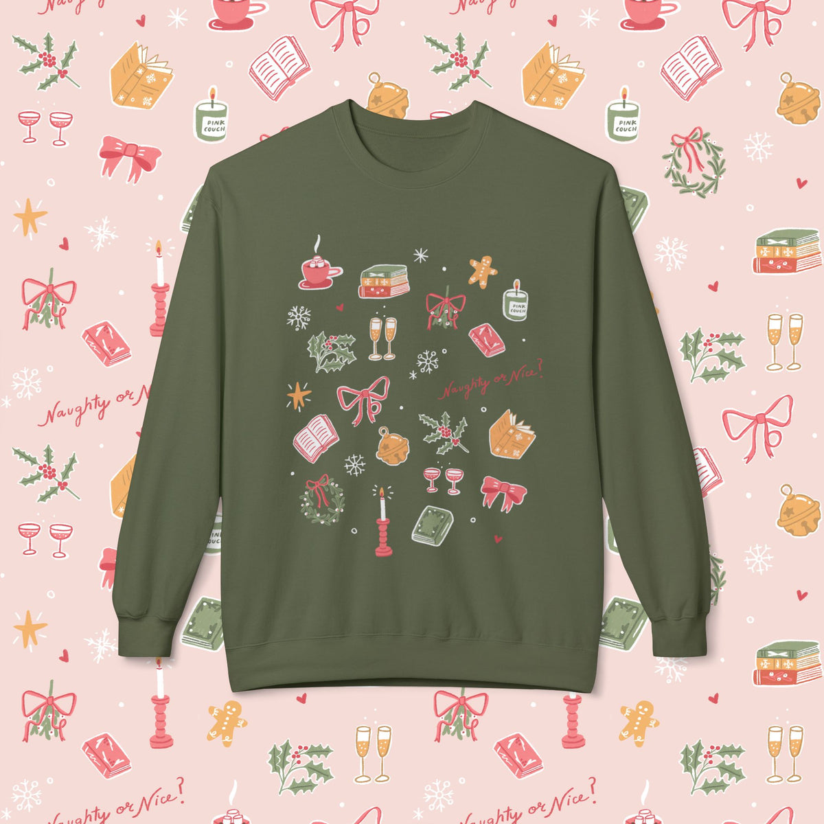 Pink Couch Books Holiday 2026 Sweatshirt