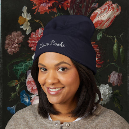Love Books Embroidered Beanie