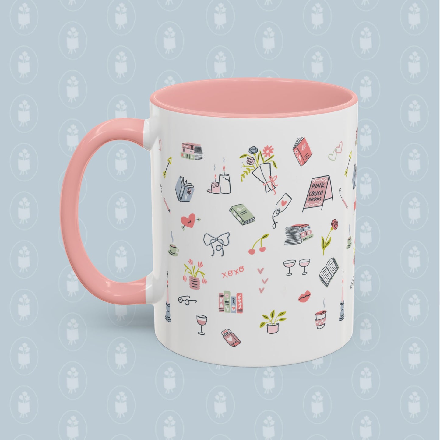 Pink Couch Books "favorite things" coffee mug