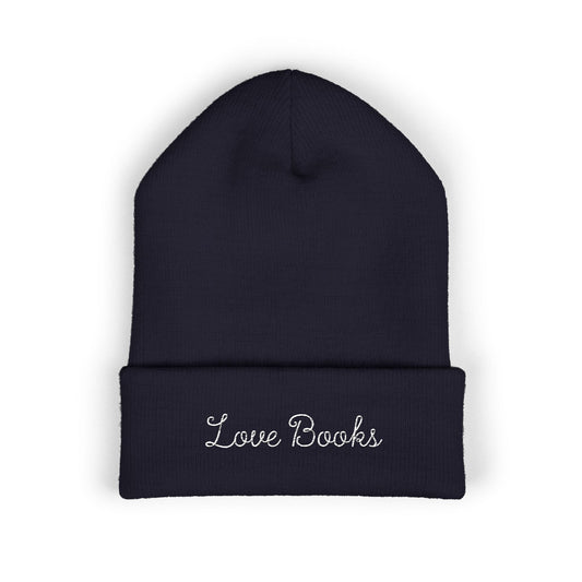 Love Books Embroidered Beanie