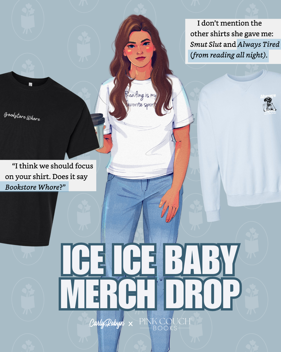 Book Whore T-shirt - Carly Robyn x Pink Couch Books Collab (PREORDER)