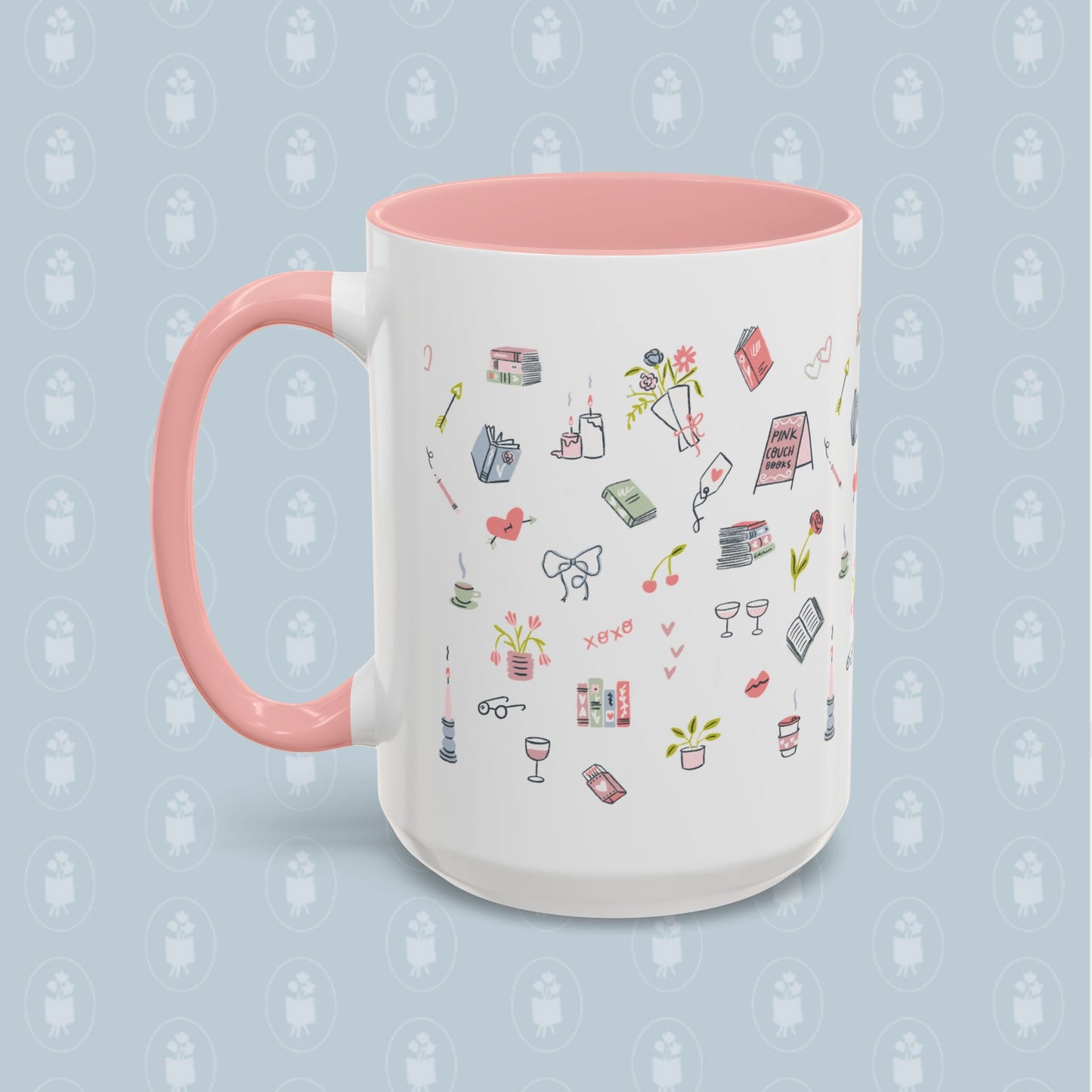 Pink Couch Books "favorite things" coffee mug