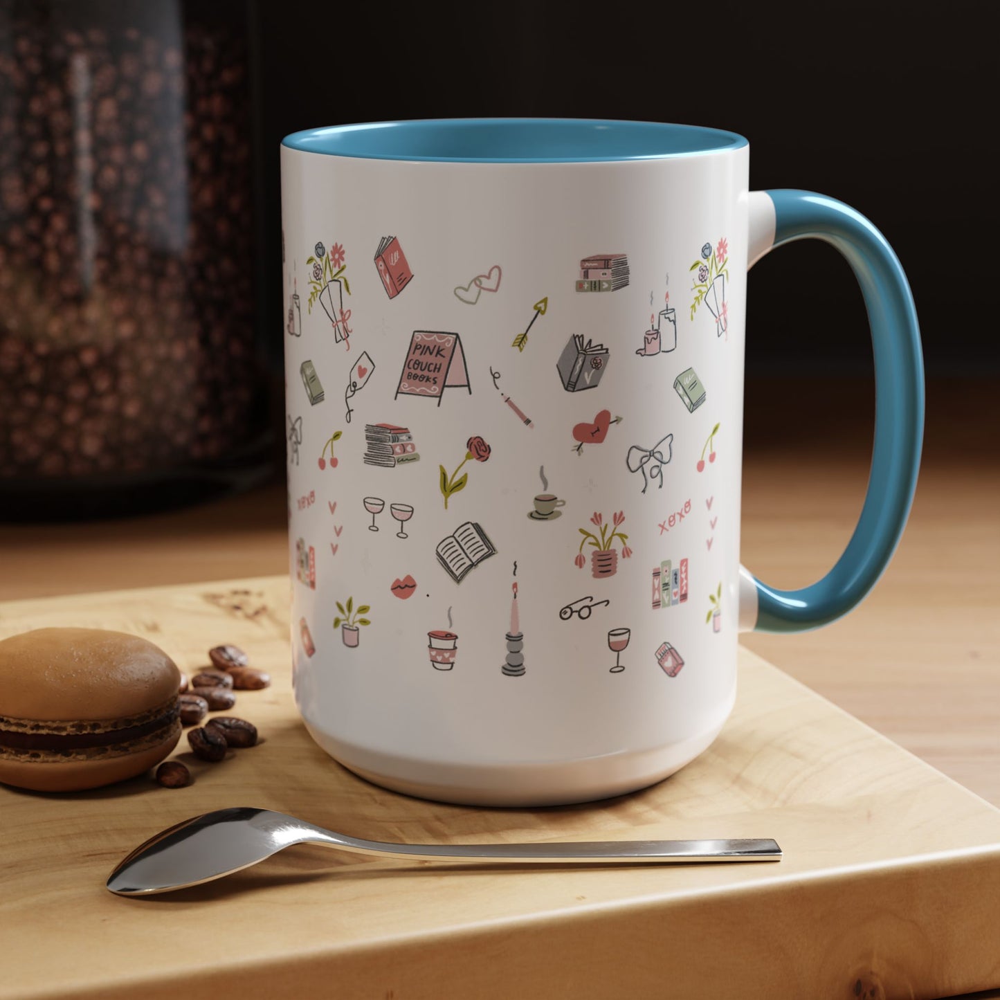 Pink Couch Books "favorite things" coffee mug