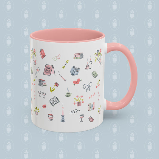 Pink Couch Books "favorite things" coffee mug