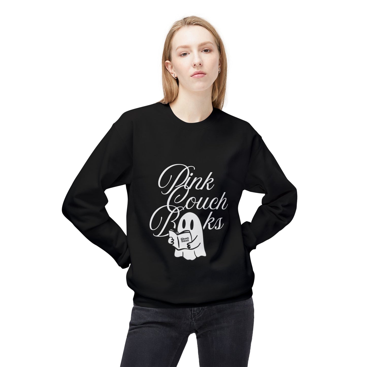 Smut Reading Ghostie | Unisex Fleece Crewneck Sweatshirt