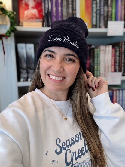 Love Books Embroidered Beanie